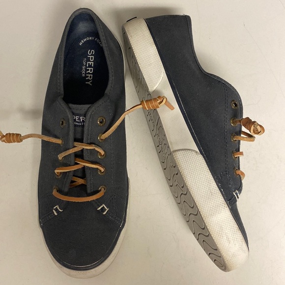 Sperry Blue Canvas Lace Up Sneaker Size 8.5 Shoes - Picture 1 of 17